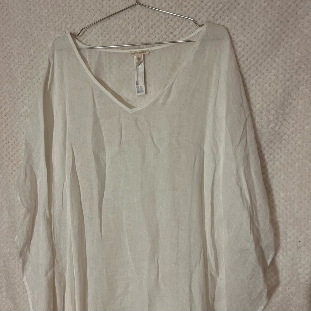 Eileen Fisher Womens Linen Gauze Caftan Cover Up Boxy Fit Lightweight Sz 1X/2X - Picture 3 of 10